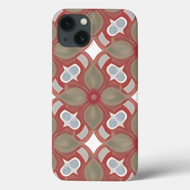 Rot-Beige-Blume-Muster Case-Mate iPhone Hülle (Rückseite)