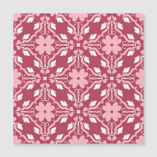 Rot, beige, blumengeschmückt, nahtlose Tapeten. Magnetkarte