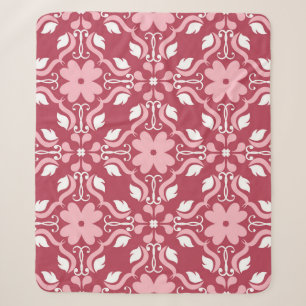 Rot, beige, blumengeschmückt, nahtlose Tapeten. Sherpadecke