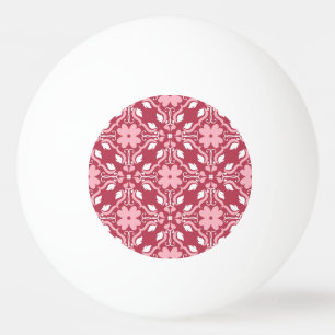 Rot, beige, blumengeschmückt, nahtlose Tapeten. Tischtennisball