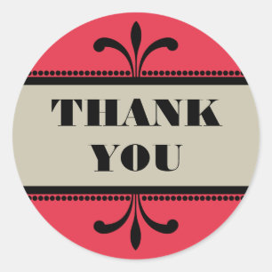 Rot/Beige Extravagant Art Deco Danke Stickers