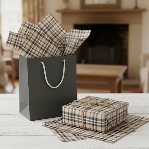 Rot Beige Schwarz Weiße Quadrate Tartan Karomuster Seidenpapier