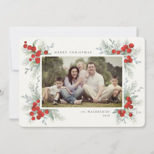 Rot bemalte Weihnachtsfeiertagsfoto mit roten Beer Einladung