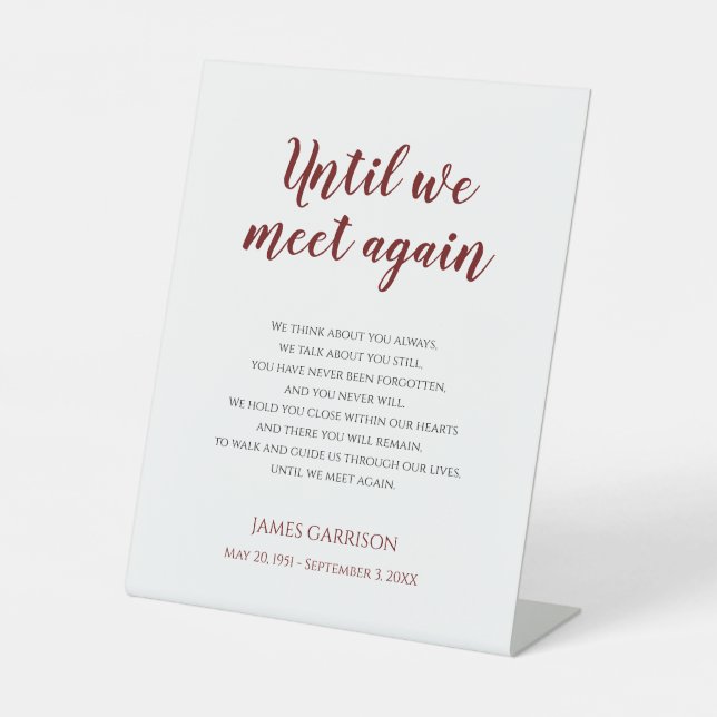 Rot bis wir wieder feiern Life Memorial Sockelschild (Vorderseite)