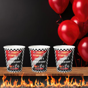 Rot   Black Go Kart Racing Geburtstag Pappbecher