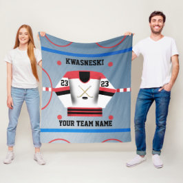 Rot| Black Ice Hockey Rink| Player Jersey Fleecedecke