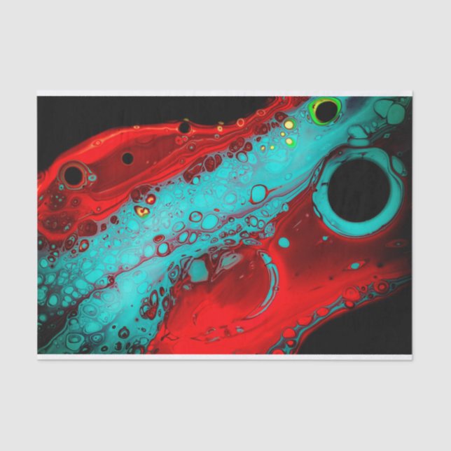 Rot-Blau-Abstrakt, Decoupage, Beutel Seidenpapier (Vorderseite)