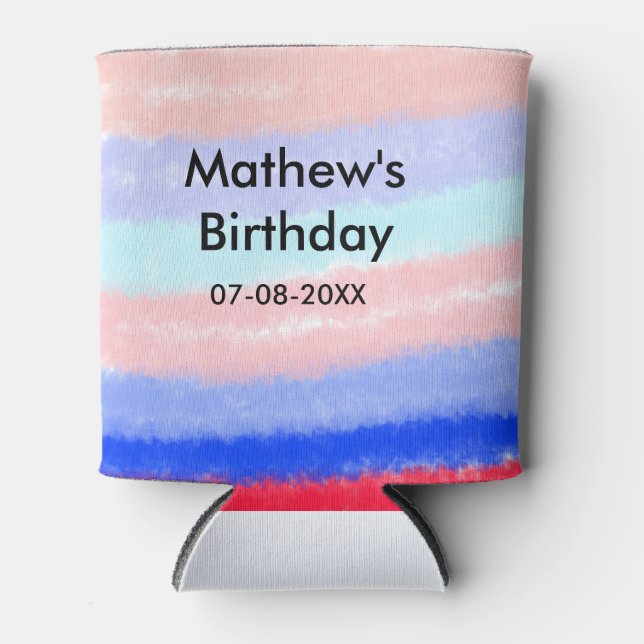 Rot-Blau-amerikanischer Junge Geburtstag hinzufüge Dosenkühler (Vorderseite)