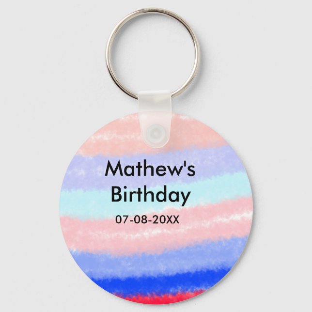 Rot-Blau-amerikanischer Junge Geburtstag hinzufüge Schlüsselanhänger (Vorderseite)