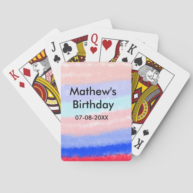 Rot-Blau-amerikanischer Junge Geburtstag hinzufüge Spielkarten (Rückseite)