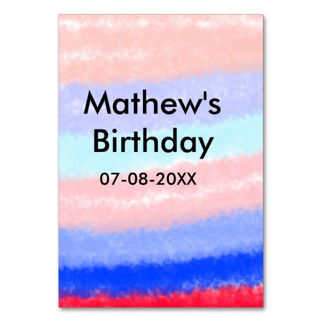 Rot-Blau-amerikanischer Junge Geburtstag hinzufüge Tischnummer (Vorderseite)