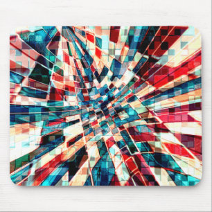Rot blau auf gedrehten Fliesen und sandiger Effekt Mousepad