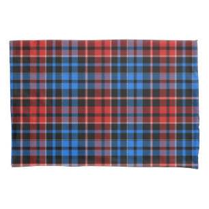 Rot Blau auf Schwarz Kariertes Tartan Design Kissenbezug