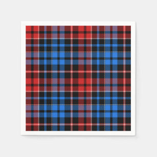 Rot Blau auf Schwarz Kariertes Tartan Design Serviette