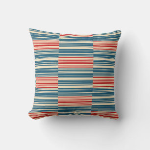 Rot Blau Beige Streifen Kissen
