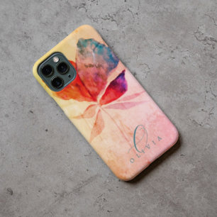 Rot-Blau-Blütenunterschrift Mit Monogramm Case-Mate iPhone 14 Hülle