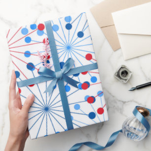 Rot-Blau-Feuerwerk Patriotische Party-Verpackung Geschenkpapier