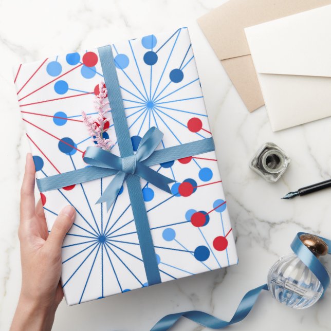 Rot-Blau-Feuerwerk Patriotische Party-Verpackung Geschenkpapier (Schenken)