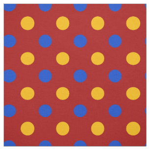 Rot Blau Gelb Polka Punkte Design  Stoff