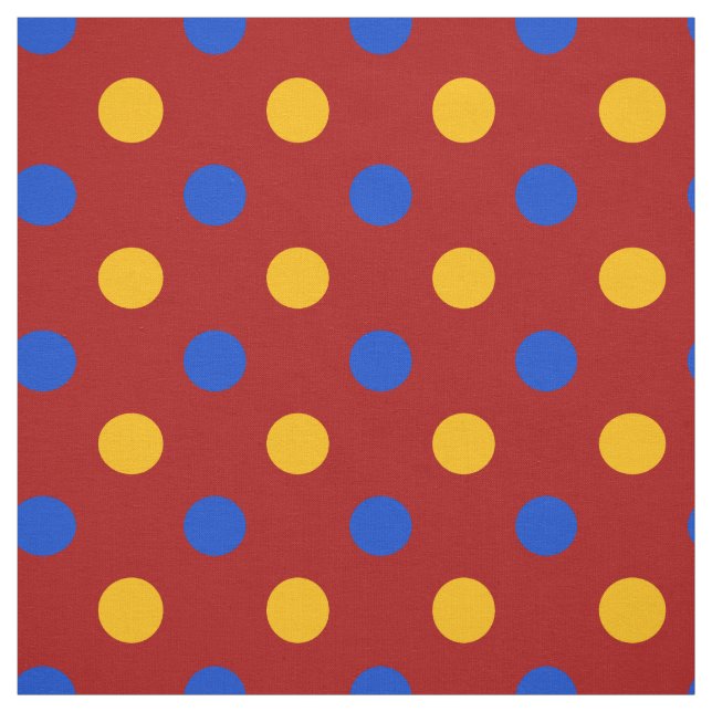 Rot Blau Gelb Polka Punkte Design  Stoff (Muster)