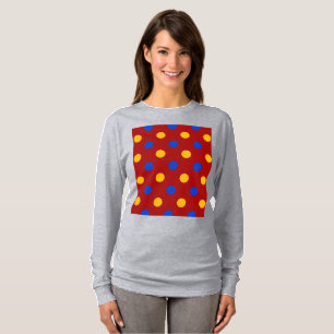 Rot Blau Gelb Polka Punkte Design T-Shirt