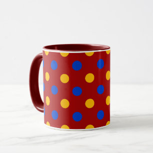 Rot Blau Gelb Polka Punkte Design  Tasse