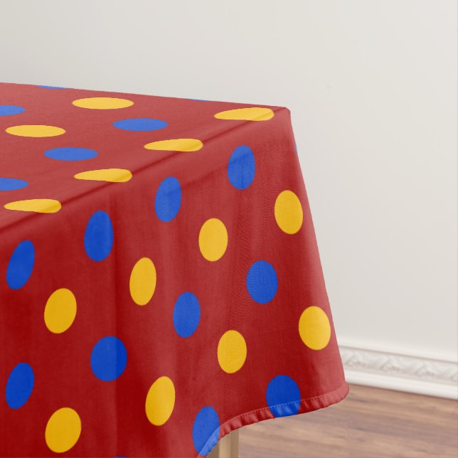 Rot Blau Gelb Polka Punkte Design  Tischdecke (Beispiel)