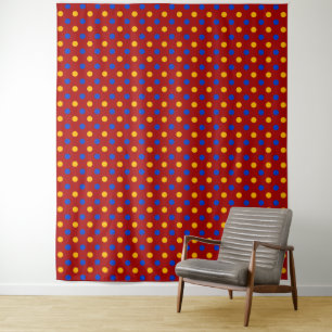 Rot Blau Gelb Polka Punkte Design  Wandteppich