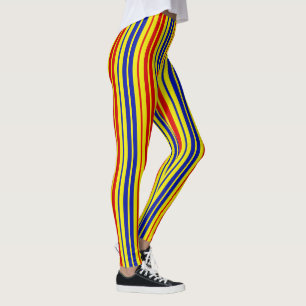 Rot Blau Gelb Streifen Muster Design Leggings