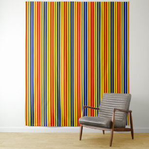 Rot Blau Gelb Streifen Muster Design  Wandteppich
