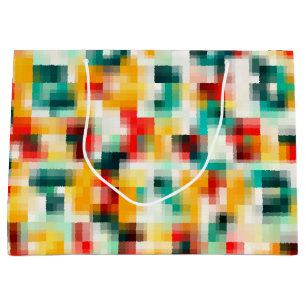 Rot-Blau-Gelb-Weiß Abstraktes Muster Große Geschenktüte