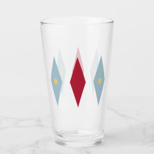 Rot Blau Gelbe Sterne & Diamanten Mitte des Jahrhu Glas