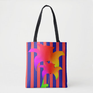 Rot Blau Gestreifte Regenbogen Blumen Tragetasche