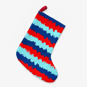 Rot-Blau gestreiftes Muster Kleiner Weihnachtsstrumpf