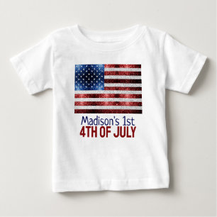 Rot-Blau-Glitzern der USA 1. Juli 4. Juli Baby T-shirt