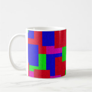 Rot-blau-grün-Abstrakte Mosaikblockfarben, Tasse