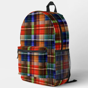Rot Blau Grün Gelb Kariert Tartan Design Bedruckter Rucksack