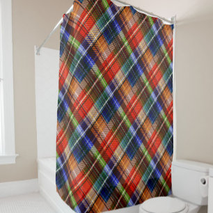 Rot Blau Grün Gelb Kariert Tartan Design  Duschvorhang
