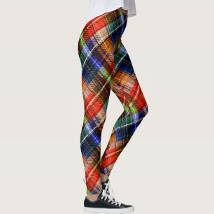 Rot Blau Grün Gelb Kariert Tartan Design  Leggings