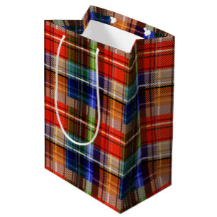 Rot Blau Grün Gelb Kariert Tartan Design Mittlere Geschenktüte
