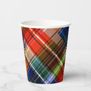 Rot Blau Grün Gelb Kariert Tartan Design  Pappbecher