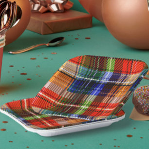 Rot Blau Grün Gelb Kariert Tartan Design  Pappteller