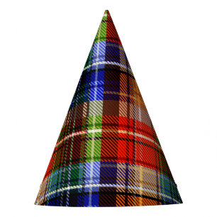 Rot Blau Grün Gelb Kariert Tartan Design  Partyhütchen
