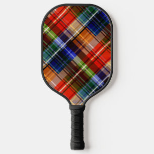Rot Blau Grün Gelb Kariert Tartan Design  Pickleball Schläger