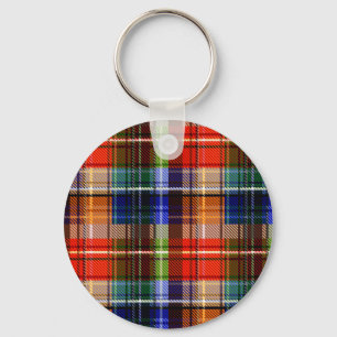 Rot Blau Grün Gelb Kariert Tartan Design Schlüsselanhänger