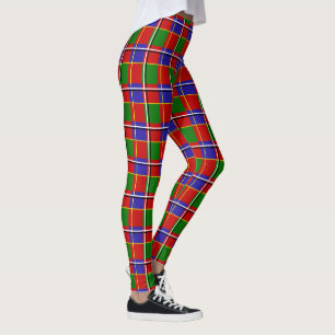 Rot Blau Grün Tartan Karo Leggings