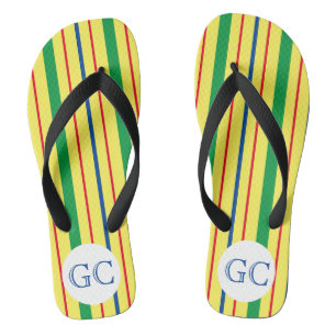 Rot, Blau, Grün und Gelb, Sommerstreifen Flip Flops