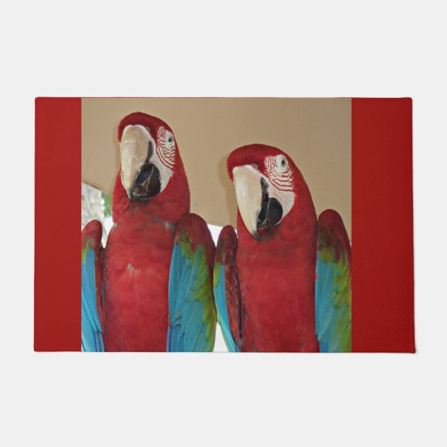 Rot, Blau, Grüne Macaws (Papageien) Fußmatte (Vorderseite)