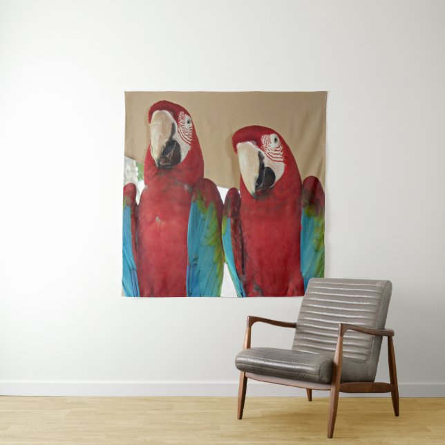 Rot, Blau, Grüne Macaws (Papageien) Wandteppich (Beispiel)