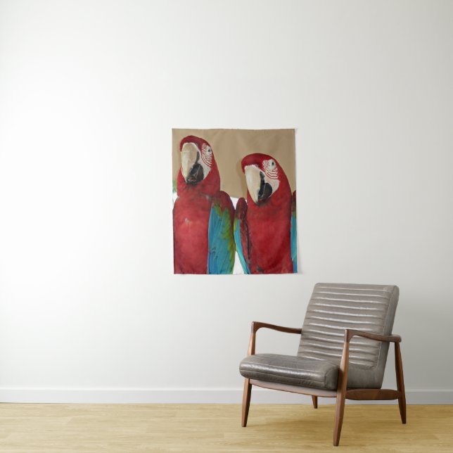 Rot, Blau, Grüne Macaws (Papageien) Wandteppich (Beispiel)